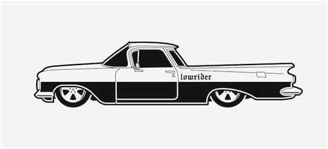 Premium Vector Monochrome Low Rider Car Retro Style Pick Up