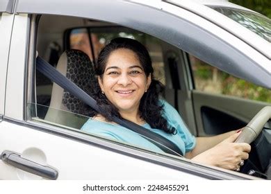 Happy Indian Mature Woman Driving Car Stock Photo 2248455291 Shutterstock