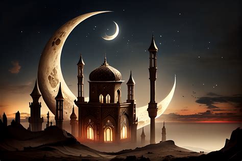 A D Mosque With A Crescent Moon Free Graphic By Gfx Expert Team