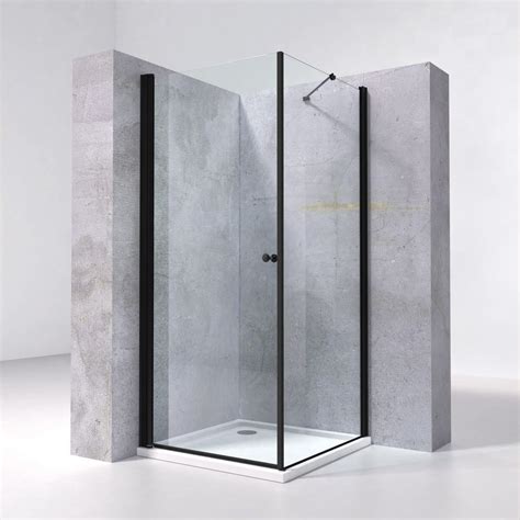 Black Aluminium Square Frame Pivot Toughened Glass Shower Enclosure