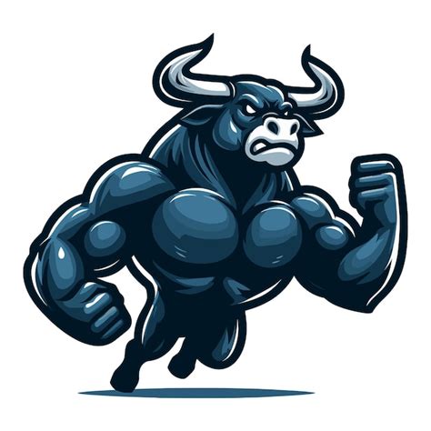 Premium Vector Strong Athletic Body Muscle Bull Mascot Design Vector Illustration Logo Template