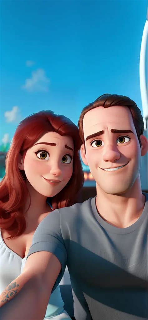 Pareja Hombre Moreno Y Mujer Blanca Estilo Disney Pixar Alta Calidad