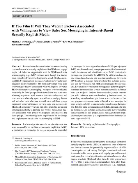 PDF If You Film It Will They Watch Factors Associated With Willingness To View Safer Sex