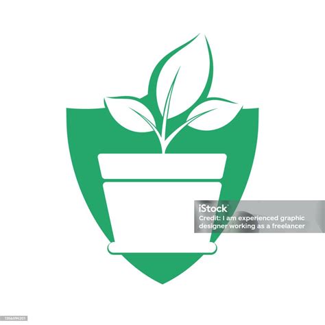 Flower Pot And Plant Logo Growth Vector Logo Stock Illustration