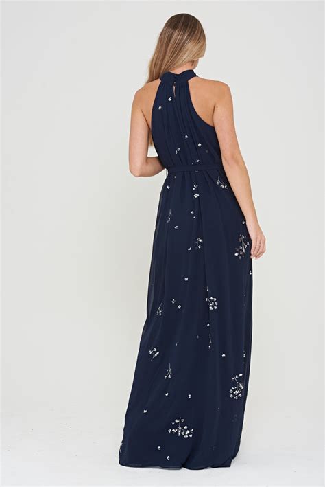 Lucille Embellished Halter Neck Maxi Dress Frock And Frill