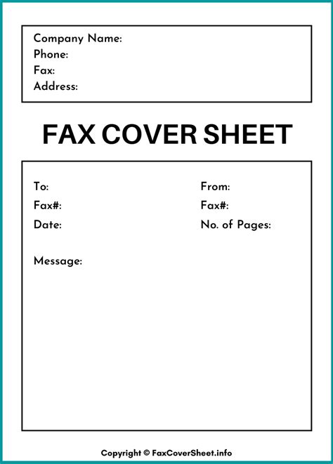 Generic Fax Cover Sheet Template Printable In Pdf