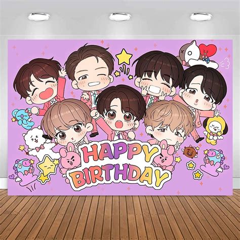 Amazon B Happy Birthday Backdrop Cartoon Kpop Banner Poster For