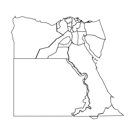 Outline Sketch Map Of Egypt With States And Cities Vector Art