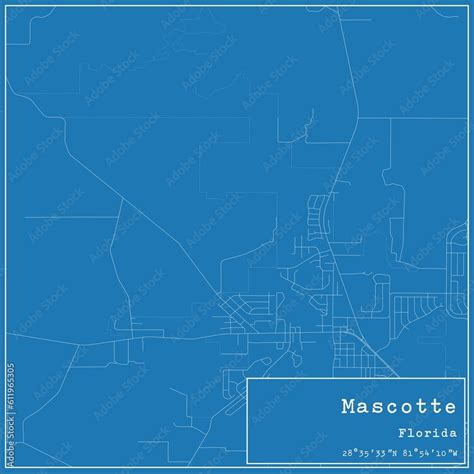 Fototapeta mapa świata dla dzieci Blueprint US city map of Mascotte ...