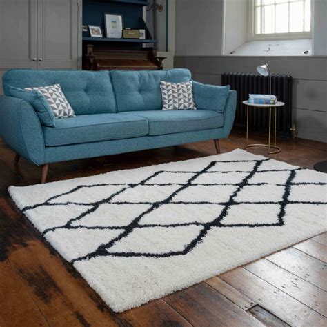 Soft Cosy Berber Moroccan Trellis Shaggy Living Room Rugs Nivala