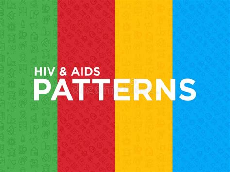 Four Different Hiv And Aids Seamless Patterns With Thin Line Icons