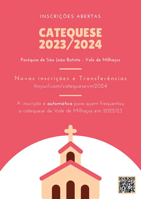 Inscrições Catequese 2023 24 Paróquia de São João Batista Vale de