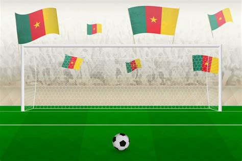 Cameroon football team fans with flags of Cameroon cheering on stadium ...