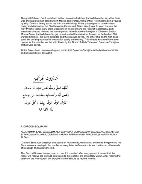 Collection Of Durood Sharief English Arabic Translation And