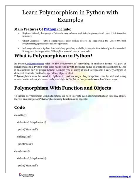 Ppt Learn Polymorphism In Python With Examples Powerpoint Presentation Id 11955368