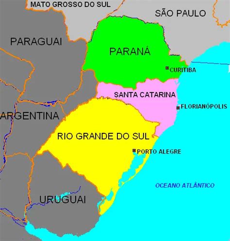 Brazil Sul Political Map • Mapsof.net