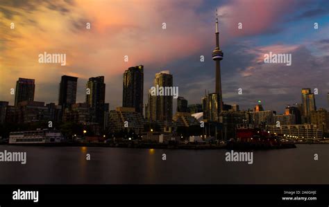 Toronto Skyline At Sunset Stock Photo Alamy