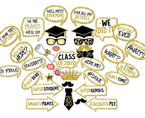 35 Gold 2023 Graduation Photo Booth Props Descarga InstantÁnea Diy Imprimible Jpeg De Alta