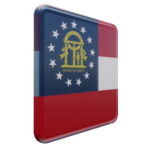 Us Georgia Left View 3d Textured Glossy Square Flag 10864848 Png