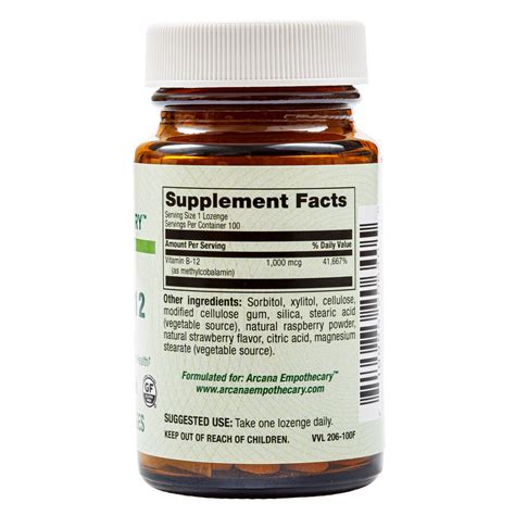 Methyl B 12 1000mcg 100 Lozenges Arcana Arcana Empothecary