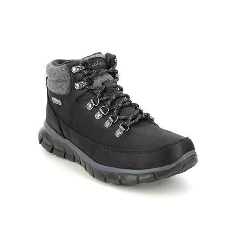 Skechers Winter Nights Blk Black Womens Lace Up Boots 167425