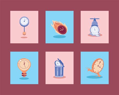 Time Clocks Icons Set 13828766 Vector Art At Vecteezy