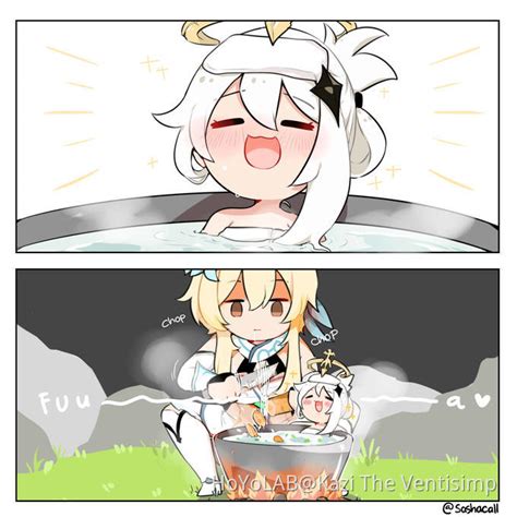 Paimon Enjoying The Hot Tub Pot Read The Desc Genshin Impact Hoyolab