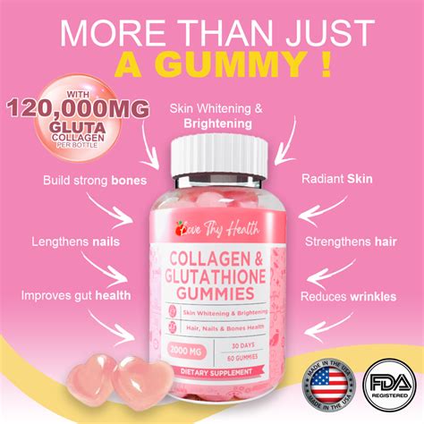 Love Thy Health Collagen Glutathione Gummies 60 Gummies Per Bottle