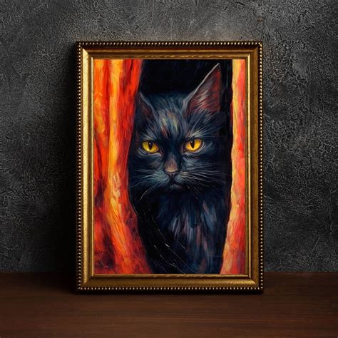 Hidden Cat Poster, Regal Victorian Scary Cat Wall Art, Dark Academia ...