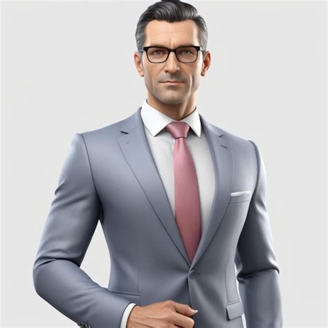 Premium Psd A Man In A Grey Suit With A Tie That Says Quot Hes Wearing Glasses Quot