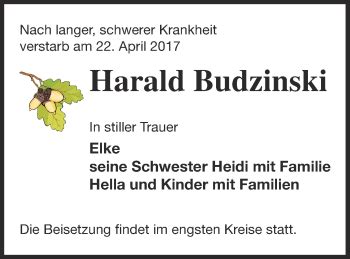 Traueranzeigen Von Harald Budzinski Trauer Nordkurier