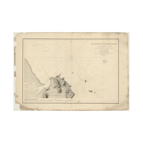 Reproduction Carte Marine Ancienne Guyane Francaise Cayenne