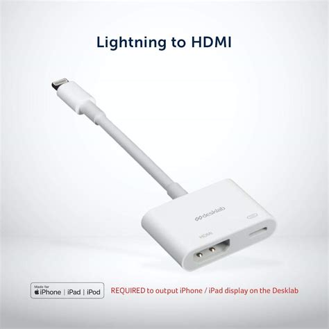 Apple MFi Certified iPhone / iPad Lightning to HDMI Adapter [REQUIRED – Desklab Monitor