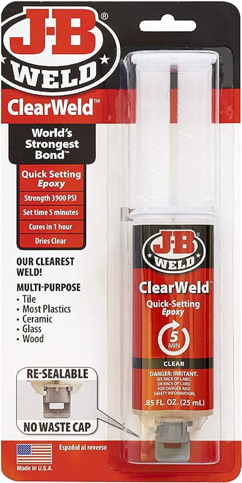 Jb Weld Uk Clearweld Quick Setting Epoxy Ml Clear Ml