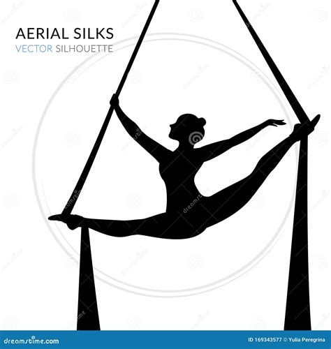 WebSilhouettes Of A Gymnast In The Aerial Silks. Vector Illustration On White Background. Air ...