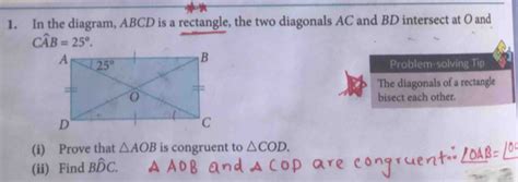 Solved 1 In The Diagram ABCD Is A Rectangle The Two Diagonals AC