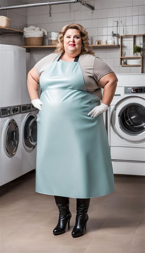 Ssbbw In Latex Apron Hands On Hips Curvy Women Outfits Latex Clothing