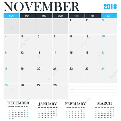Calendario De Noviembre De 2018 Descarga Gratuita De Plantilla En Pngtree
