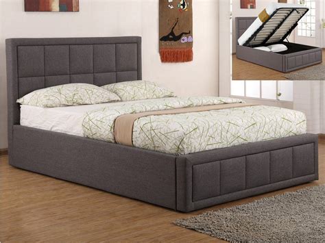 Franklyn Small Double Ottoman Storage Bed In Grey Chenille Fabric