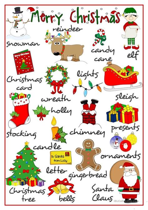 Christmas Pictionary Words Printable