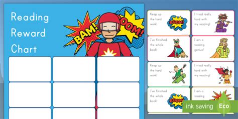 Superhero Reading Reward Chart Teacher Made