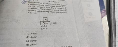 Figure Shows Two Block System 4 Kg Block Rests On A Smooth Horizontal S