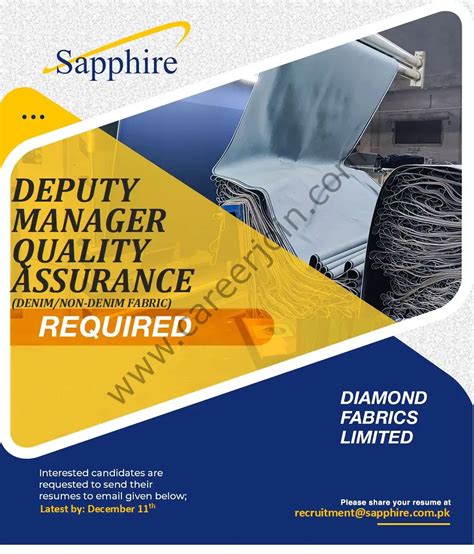 Diamond Fabrics Limited Jobs Deputy Manager Quality Assurance