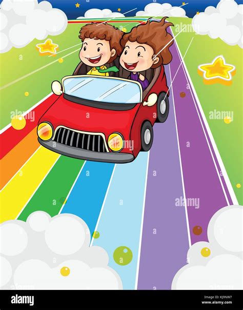 Two kids driving car cartoon hi-res stock photography and images - Alamy