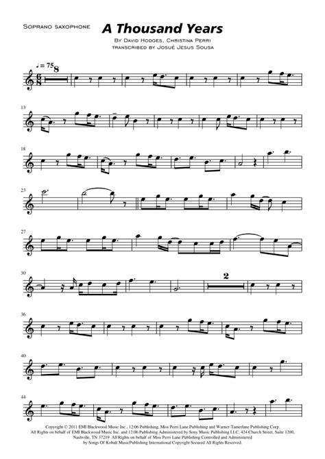 A Thousand Years Arr JOSUE JESUS SOUSA Sheet Music Christina Perri