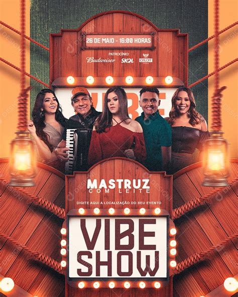 Feed Vibe Show Mastruz Leite Flyer Social Media PSD Editável