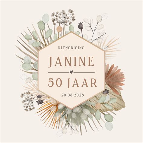 Stijlvolle Botanische Uitnodiging Verjaardag Kaartje2go