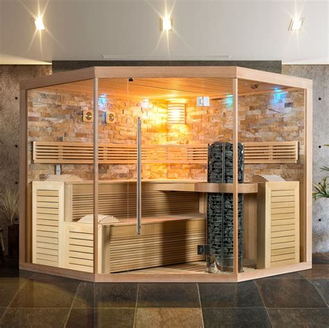 Premium Heimsauna Mit Natursteinwand Osiria