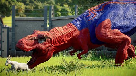 Spiderman Rex Vs All Large And Medium Carnivore Fight In Isla Nublar Jurassic World Evolution