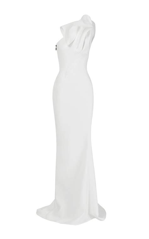 Maticevski Accompany One Shoulder Cady Gown In White Modesens Gowns